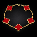 14k Red Clover Bracelet 11mm 7"