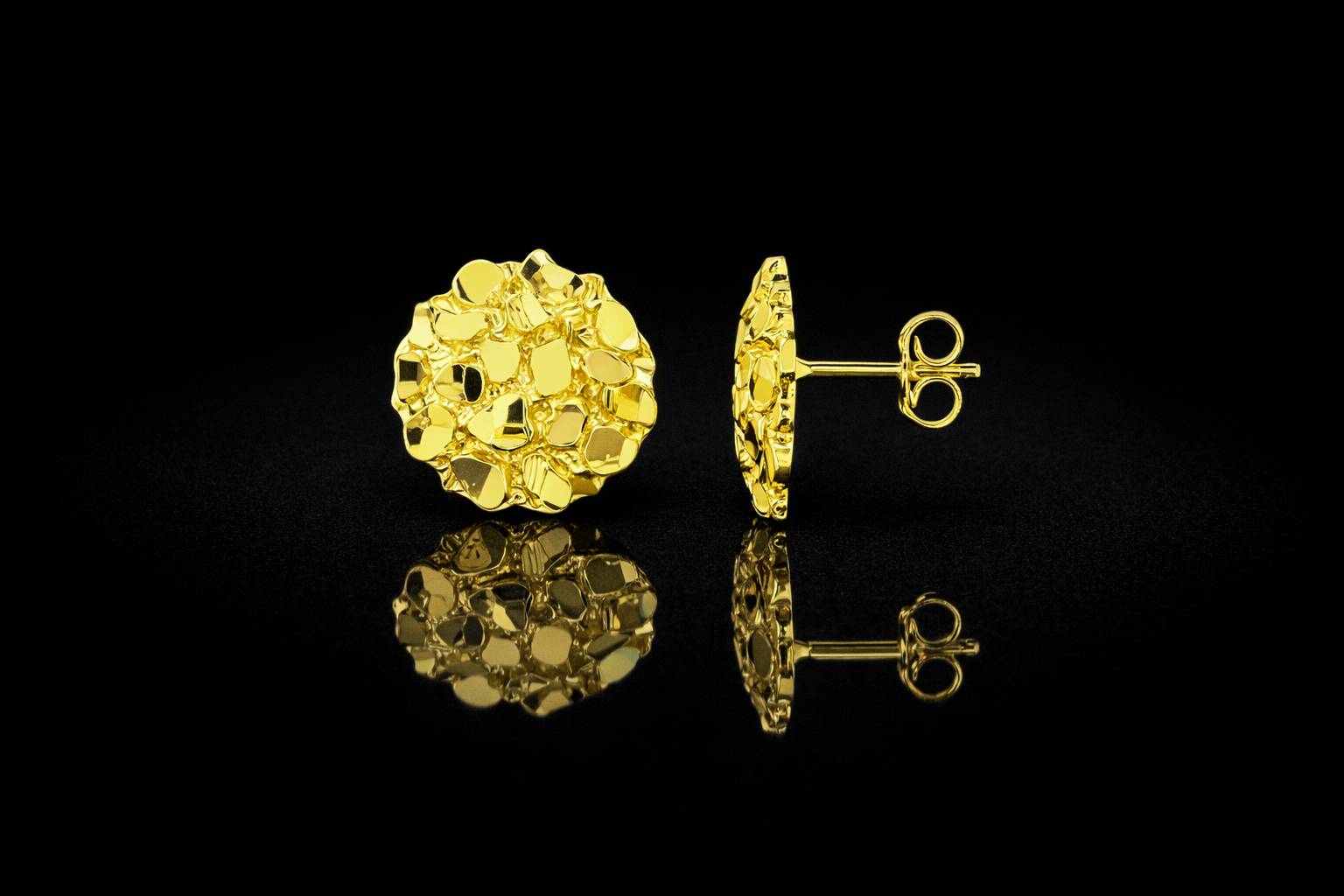 10k Circle Nugget Earrings