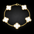 14k White Clover Bracelet 11mm 7"