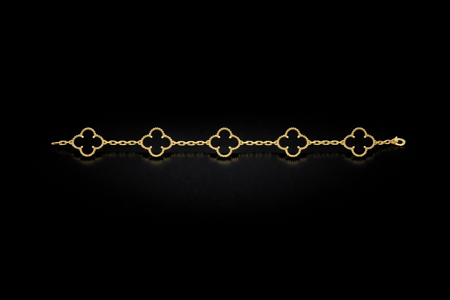 14k Black Clover Bracelet 11mm 7"