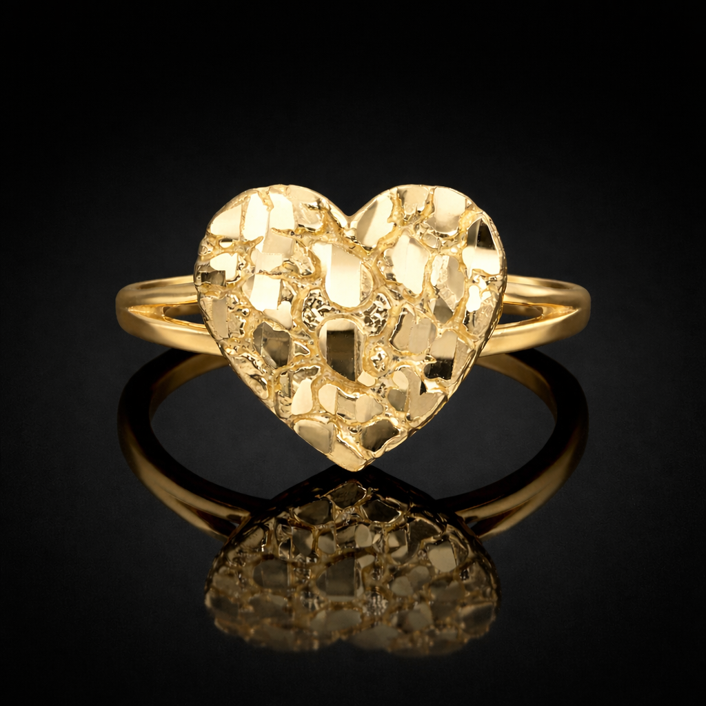 10k Heart Nugget Ring