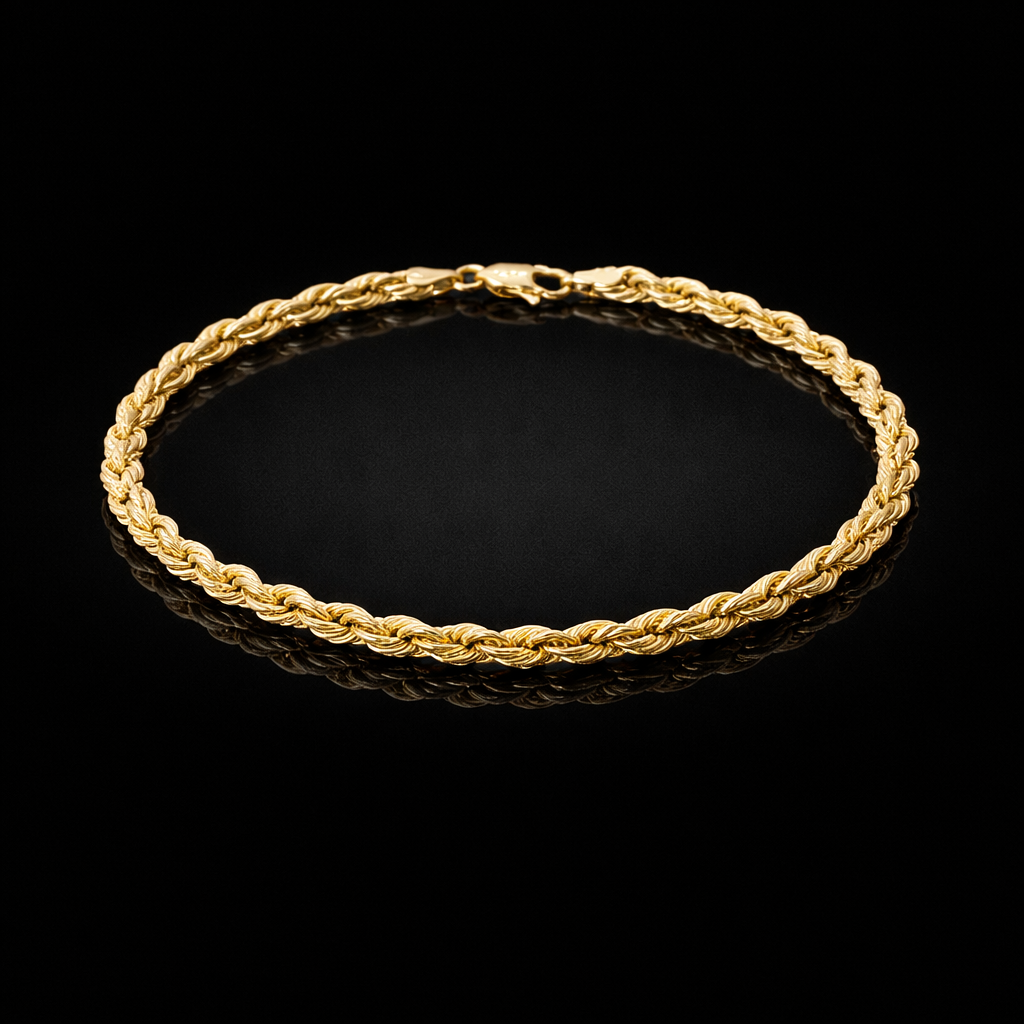 10k Lightweight Rope Bracelet 4mm