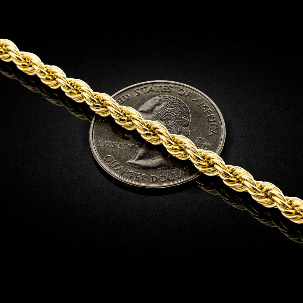 10k Lightweight Rope Bracelet 5mm