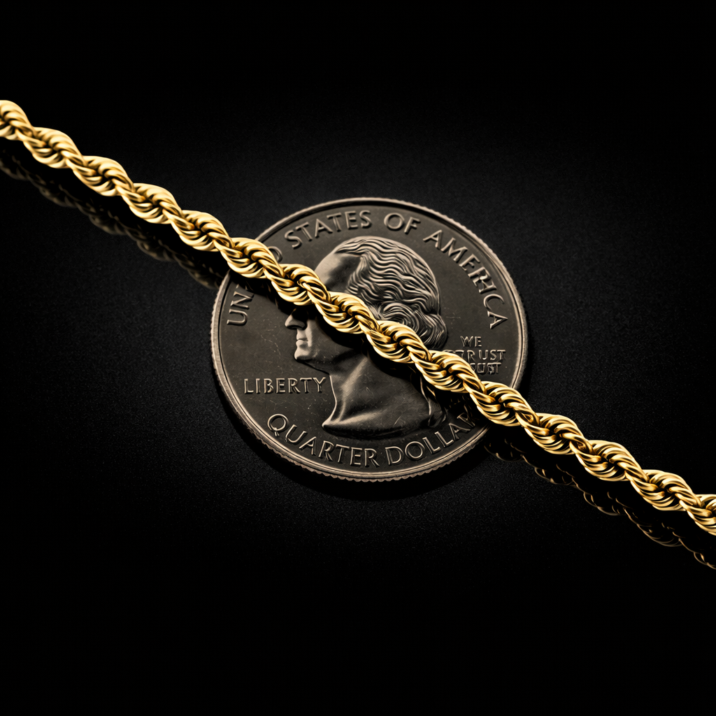 10k Lightweight Rope Bracelet 4mm