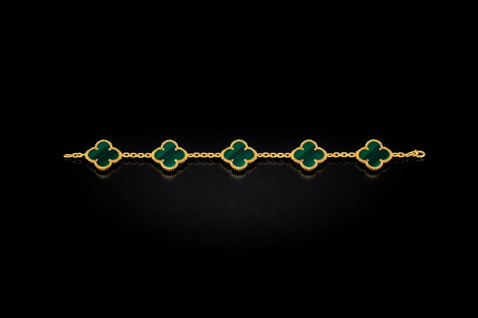 14k Green Clover Bracelet 11mm 7"