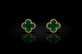 14k Green Clover Earrings 9mm