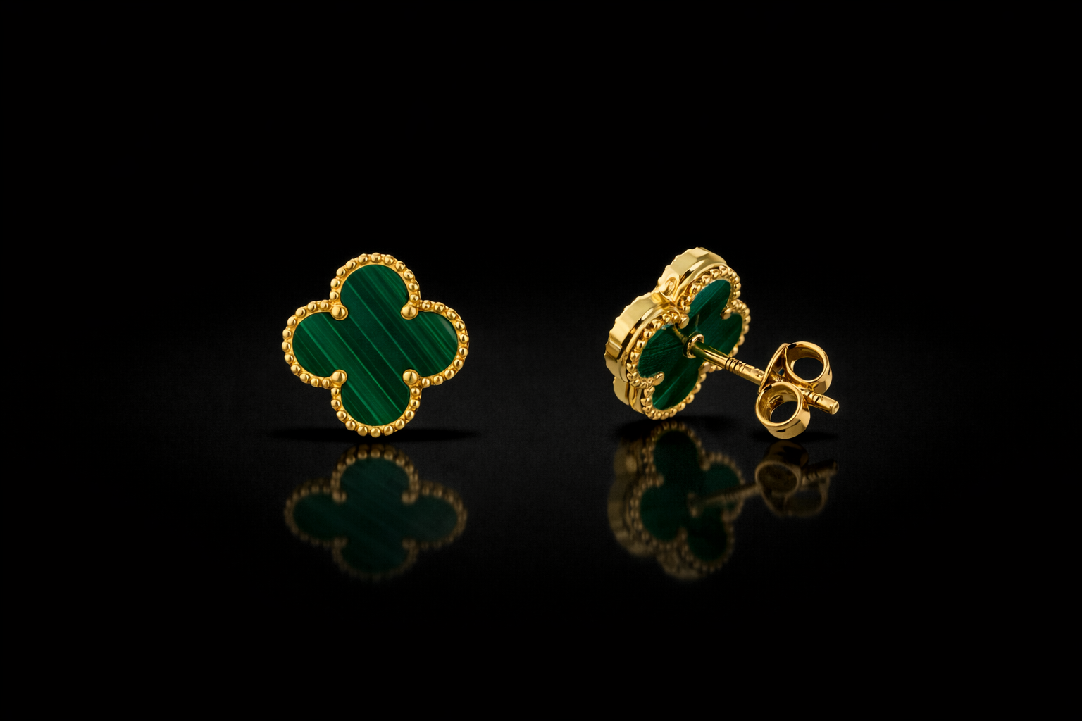 14k Green Clover Earrings 9mm